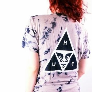 OOP HUF Black & Grey Tie Dye T-Shirt